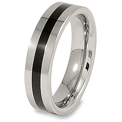 Tungsten Carbide Black Resin Inlay Polished Band (6mm)