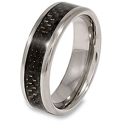 Flat Titanium Ring with Black Carbon Fiber Inlay