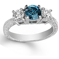 14k Gold 1 1/2ct TDW Blue and White Diamond Ring (G-H, SI2-SI1) (Size 6)