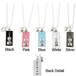 Charming Life Sterling Silver Violin with Heart Charm Necklace