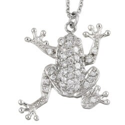 Sterling Silver CZ Frog Necklace