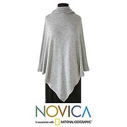 Alpaca Wool 'Steel Riding Hood' Poncho (Peru)