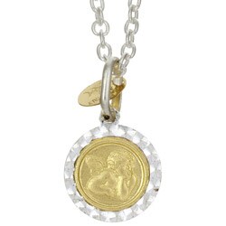 Sterling Silver and 14k Gold Raphael Angel Necklace