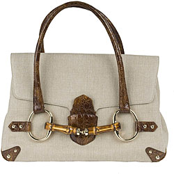 Gucci Medium Canvas Satchel with Leather Trim