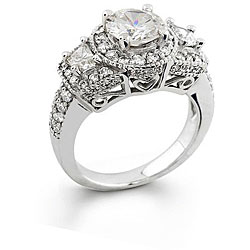14k White Gold 3ct TDW Clarity Enhanced Vintage Engagement Ring (E, SI2)