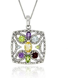 Sterling Silver Multi-gemstone Necklace