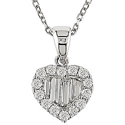 18k White Gold 3/8ct TDW Diamond Heart Necklace (G-H-I, SI)