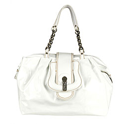 Fendi 'Baulotto' White Patent Leather Handbag