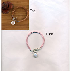 Coin Pearl Charm LeatherToggle Bracelet (USA)