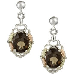 Black Hills Gold over Silver Smokey Quartz Earrings