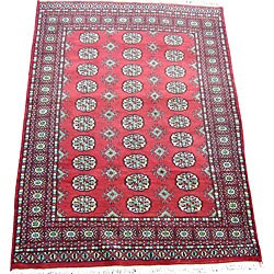 Pakistani Pak Bokhara Hand-knotted Red Rug (4' x 6')