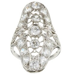Platinum 3ct TDW Diamond Deco Period Antique Ring