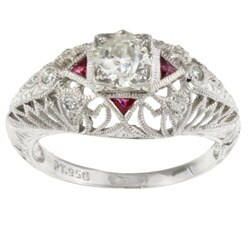 Platinum 2/5ct TDW Mine Diamond Engagement Ring (M, SI1)