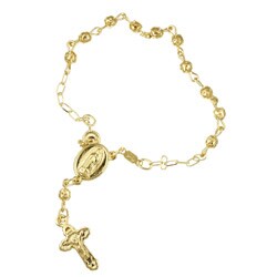 14k Gold Overlay 7-inch Rosary Bracelet