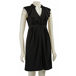 BCBG Paris Women's Button-down Ruffled Dress