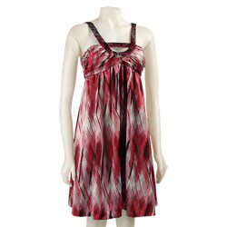 Max & Cleo Women's Printed Beaded Neck Dress