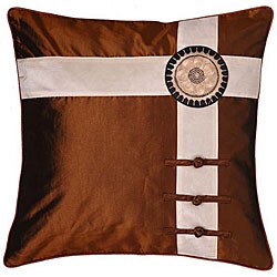 Flower Ribbon Silky Brown/ Beige Cushion Cover