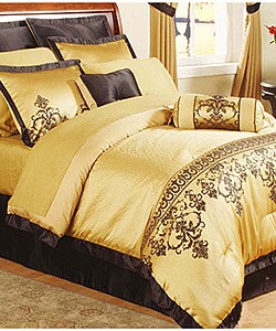 Gold Jacquard 22-piece Queen Comforter Set $154