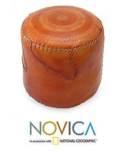 Leather 'Sun' Ottoman (Brazil)