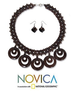 Coconut Shell 'Phases of the Moon' Jewelry Set (Thailand)
