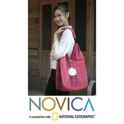 Cotton 'Hot Pink Thai' Shoulder Bag (Thailand)