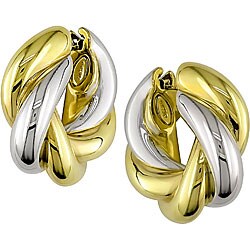 18k Two-tone Gold Twisted Hoop Earrings