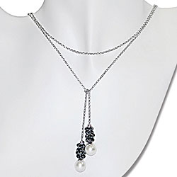 14k Black Diamond and South Sea Pearl Earrings