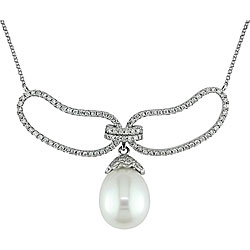 14k Gold FW Pearl and 1/2ct TDW Diamond Necklace (10-11 mm) (G-H-I-J, I1-I2)