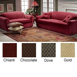 Diamond Stretch 2-piece Loveseat Slipcover