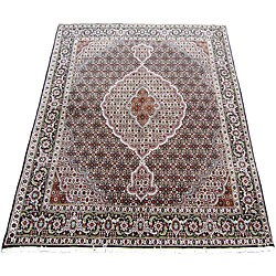 Persian Tabriz Black Wool Rug (5' x 7')