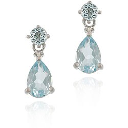 Sterling Silver Blue Topaz Tear-shaped Earrings