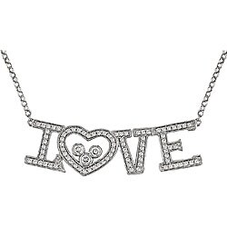 14k Gold 4/5ct TDW Diamond 'Love' Heart Necklace (G-H-I, SI)