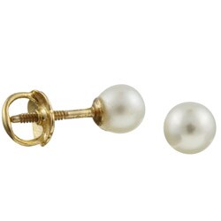 10k Gold Freshwater Pearl Child's Stud Earrings (4 mm)