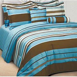 Microfiber Stripe Reversible 3-piece Comforter Set