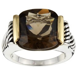 Meredith Leigh Sterling Silver and 14k Gold Smokey Quartz Ring