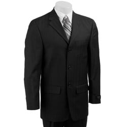 Claiborne Men's Black Herringbone Wool Suit