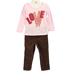 FINAL SALE Rockin' Rooster Toddler Girl's Peace and Love Pants Set