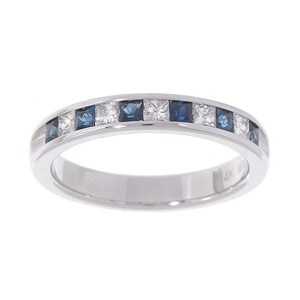 14k White Gold 1/4ct Diamond & Blue Sapphire Ring
