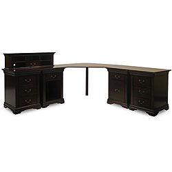 Savanna Corner Desk with 4 Cabinets and Small Hutch