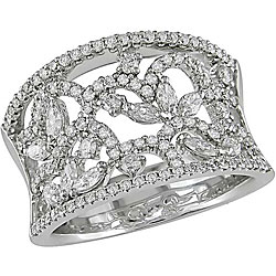 18k Gold 1 1/6ct TDW Diamond Openwork Design Ring (G-H-I, SI)