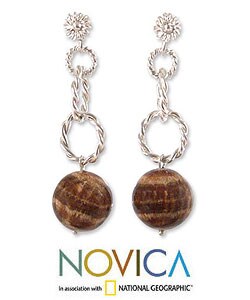Silver 'Elegance' Aragonite Earrings (Peru)