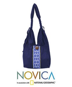 Cotton 'Blue Butterflies' Handbag (Thailand)
