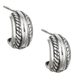 Sterling Silver Antique Finish Half-hoop Earrings
