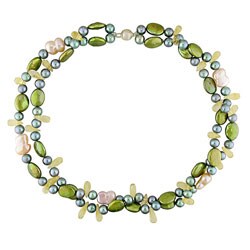 Sterling Silver Cultured FW Pearl and Citrine Necklace