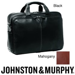 Johnston & Murphy Leather Double-zip Briefcase
