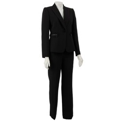 FINAL SALE Tahari ASL Women's Black Ruffle Pocket Pant Suit