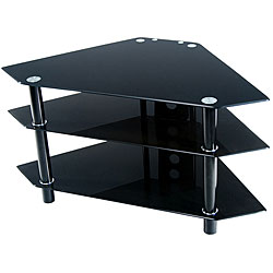 Bermuda 44-inch Corner Black Glass TV Stand