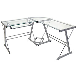 Contemporary 3-piece Glass Computer Desk