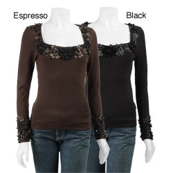 Dolce Cabo Women's U-neck Beaded Top