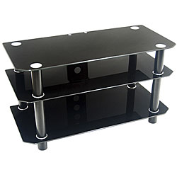 Contemporary 42-inch Black Glass TV Stand